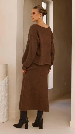 Cohen Knit Midi Skirt - Chocolate