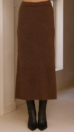 Cohen Knit Midi Skirt - Chocolate