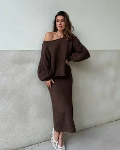 Cohen Knit Midi Skirt - Chocolate