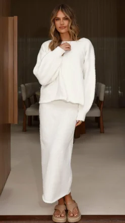 Cohen Knit Midi Skirt - Off White