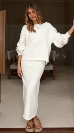 Cohen Knit Midi Skirt - Off White