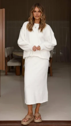 Cohen Knit Midi Skirt - Off White