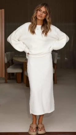 Cohen Knit Midi Skirt - Off White