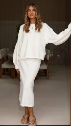 Cohen Knit Midi Skirt - Off White