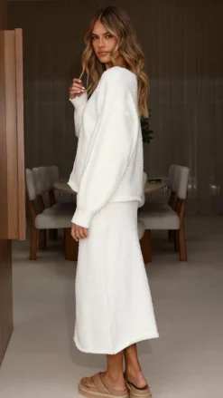 Cohen Knit Midi Skirt - Off White