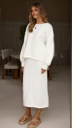 Cohen Knit Midi Skirt - Off White