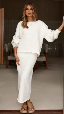 Cohen Knit Midi Skirt - Off White