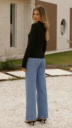 Corbin Collared Knit Top - Black