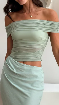 Daena Off Shoulder Maxi Dress - Sage