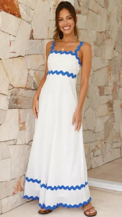 Daleyza Maxi Dress - White / Blue