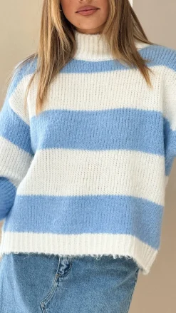 Dante Knitted Sweater - White / Blue Stripe