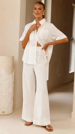 Darcila Short Sleeve Button Up Shirt - White