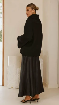 Darina Bias Cut Maxi Skirt - Black