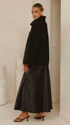 Darina Bias Cut Maxi Skirt - Black