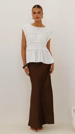 Darina Bias Cut Maxi Skirt - Chocolate