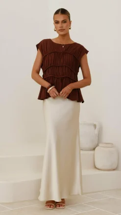 Darina Bias Cut Maxi Skirt - Champagne