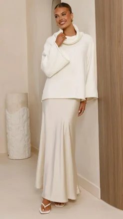 Darina Bias Cut Maxi Skirt - Champagne