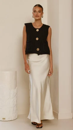 Darina Bias Cut Maxi Skirt - Champagne