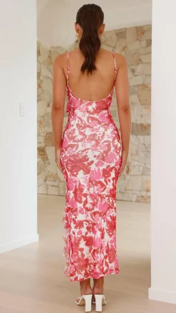 Debbie Midi Dress - Pink/Red Floral