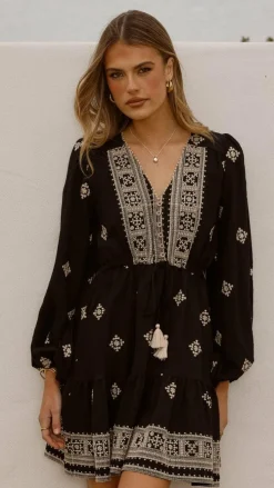 Delainey Mini Dress - Black/Beige