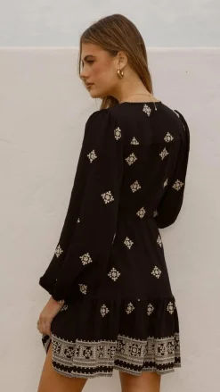 Delainey Mini Dress - Black/Beige