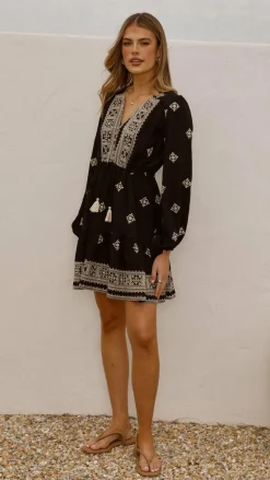 Delainey Mini Dress - Black/Beige