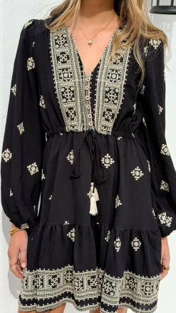 Delainey Mini Dress - Black/Beige