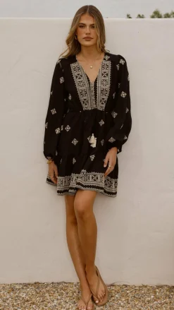 Delainey Mini Dress - Black/Beige