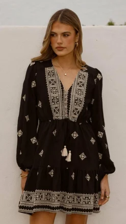 Delainey Mini Dress - Black/Beige