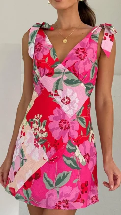 Delilah Mini Dress - Pink Floral Print