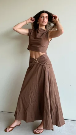 Delphine Maxi Skirt - Chocolate