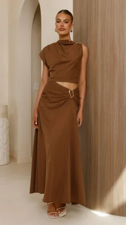 Delphine Maxi Skirt - Chocolate