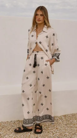 Deni Pants - Beige/Black