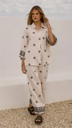 Deni Pants - Beige/Black