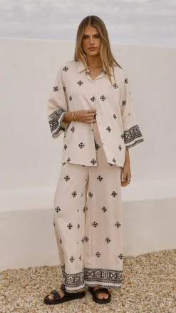 Deni Pants - Beige/Black