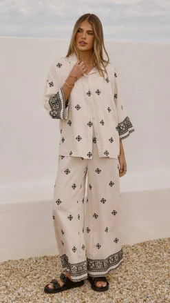 Deni Pants - Beige/Black