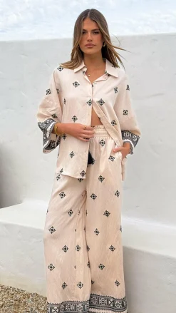 Deni Pants - Beige/Black