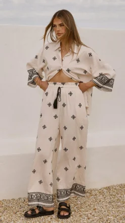 Deni Pants - Beige/Black