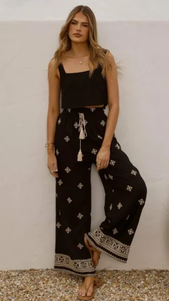 Deni Pants - Black/Beige