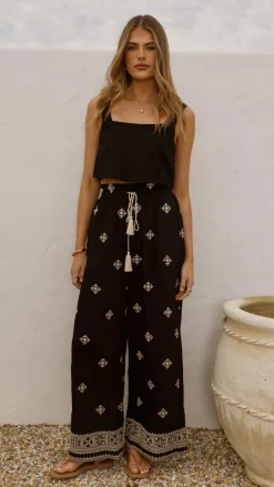 Deni Pants - Black/Beige
