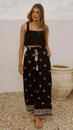 Deni Pants - Black/Beige