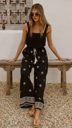 Deni Pants - Black/Beige