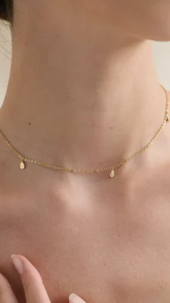 Diamanté Teardrop 18K Gold Plated Necklace - Gold