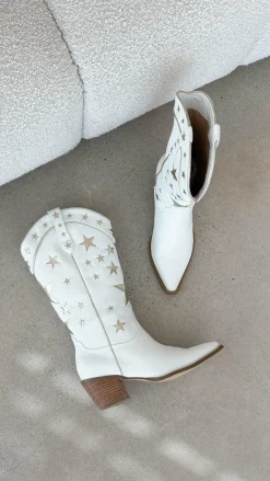 Dollie Boots - White-Gold Metallic