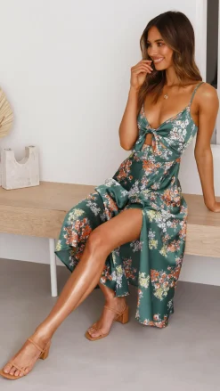 Dreamers Midi Dress - Green Floral