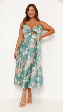 Dreamers Midi Dress - Green Floral
