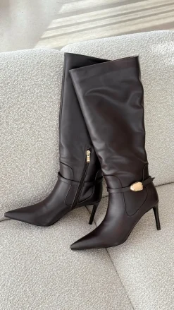Druella Heeled Boot - Dark Cacao