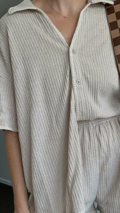 Eden Knit Top and Shorts Set - Taupe