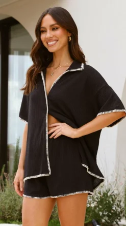 Eden Knit Top and Shorts Set - Black