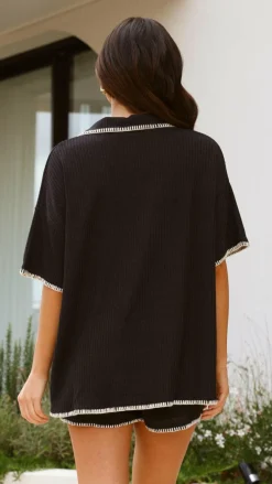 Eden Knit Top and Shorts Set - Black